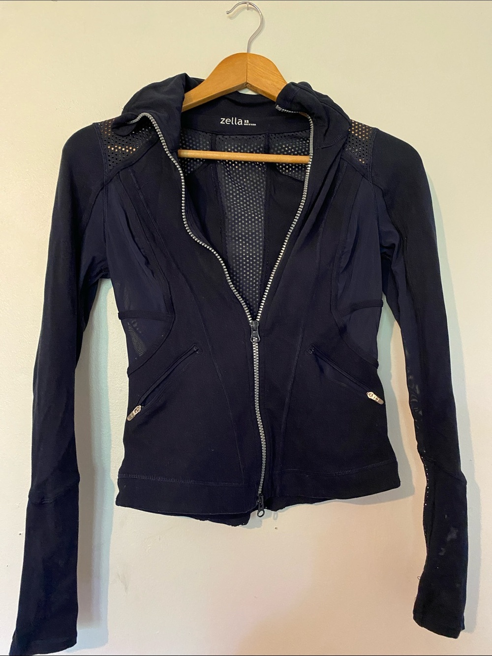 Zella Black Hooded Bomber Jacket with Vent Panels